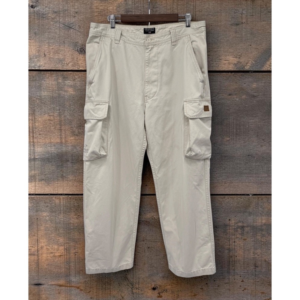 VTG Polo Jeans Co Ralph Lauren Cargo Pants 36x30 Real Sz 37x29.5 Baggy Utility